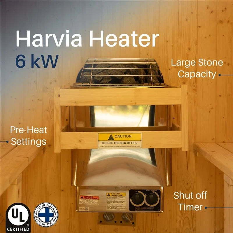 Aleko Celasia White Finland Pine Barrel Sauna with Front Porch Canopy 2-4 Person