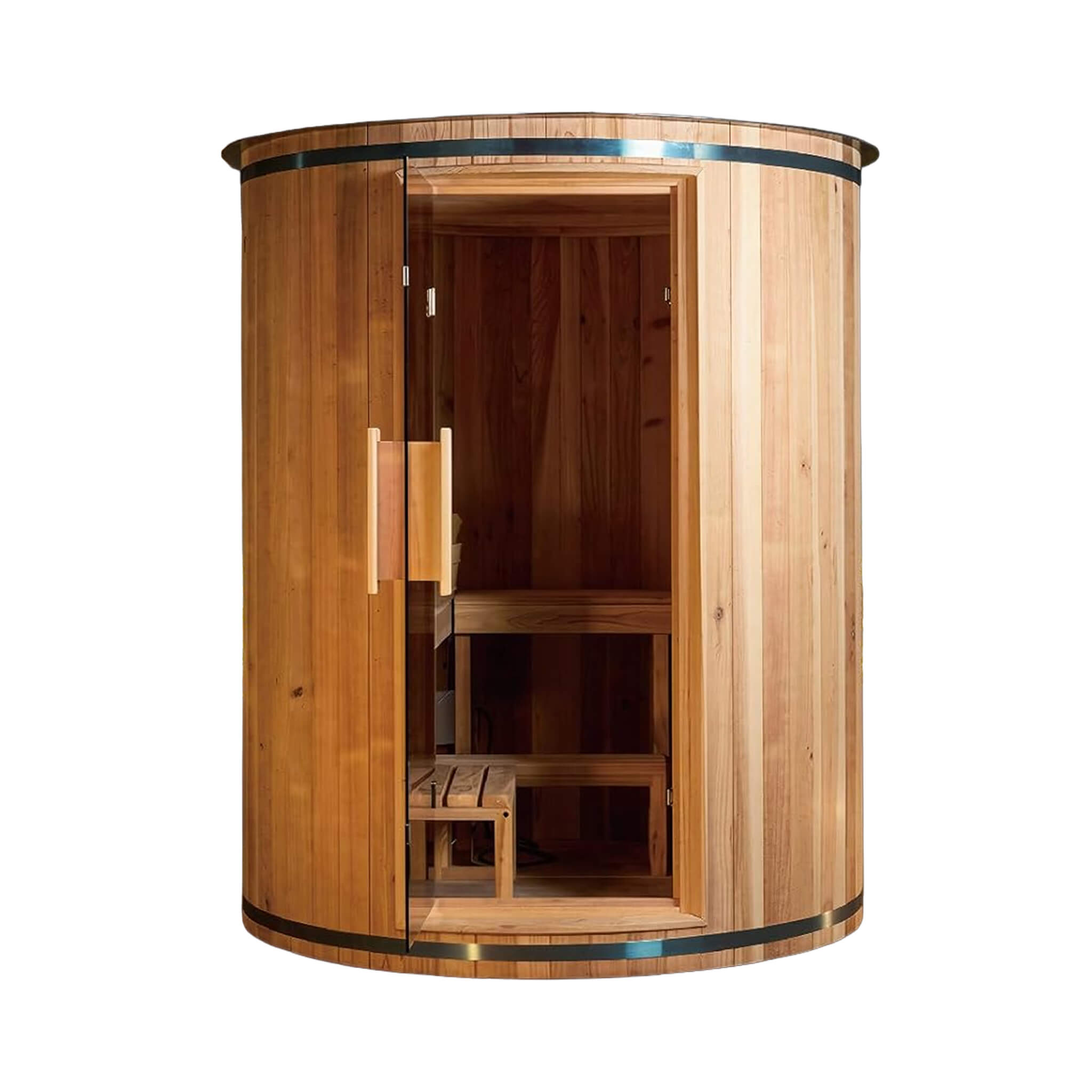Thermora Barcelona™ Luxury 4-Person Cedar Vertical Barrel Sauna with 6kW Heater & Ambient LED Lighting