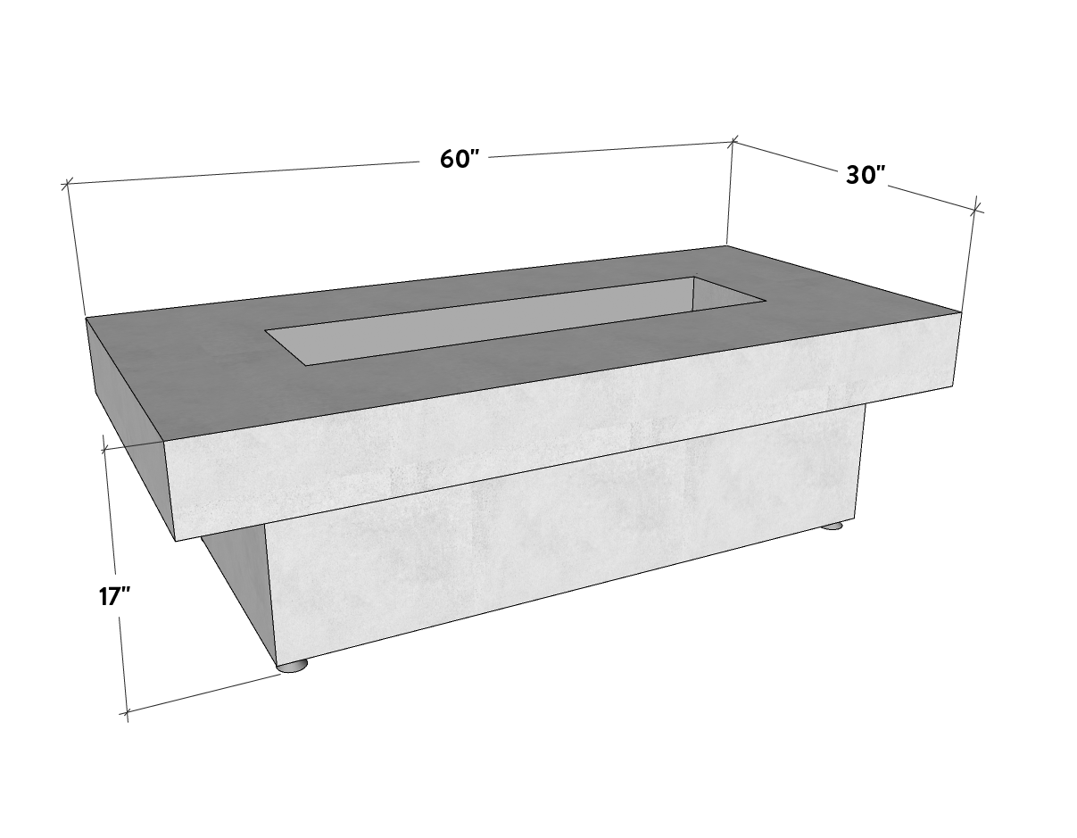 Crete Design Toplina Rectangular Concrete Fire Pit Table