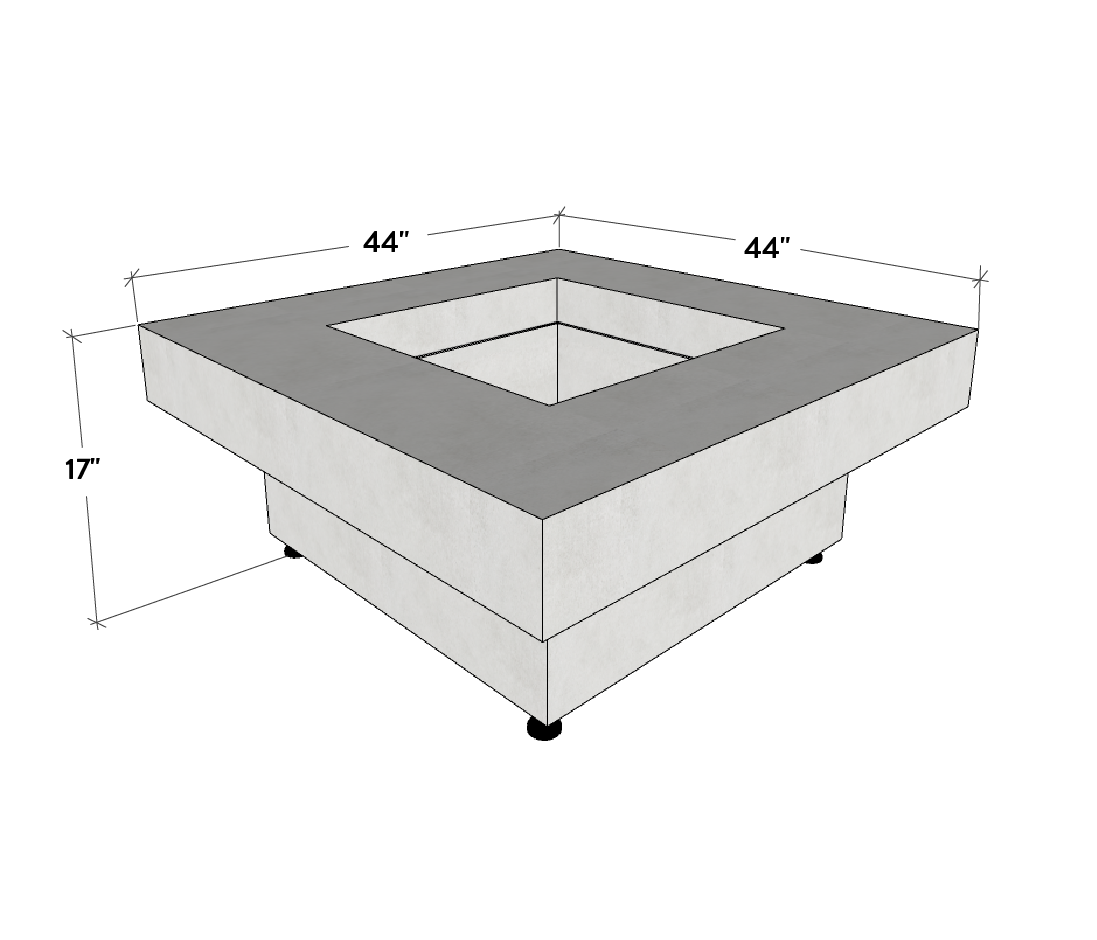 Crete Design Platz Square Concrete Fire Pit Table