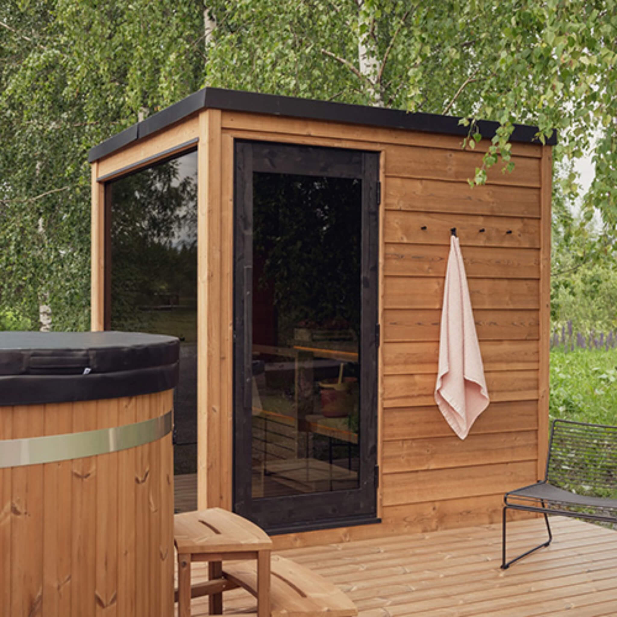 ThermaSol Nordic Dawn™ Premium Outdoor Sauna Cabin (4-Person) — Fully Assembled with Harvia Heater & Insulated Glass