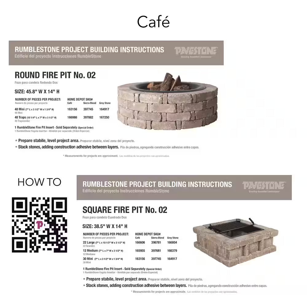 Rumblestone 46 In. X 14 In. round Concrete Fire Pit Kit No. 2 in Greystone with round Steel Insert