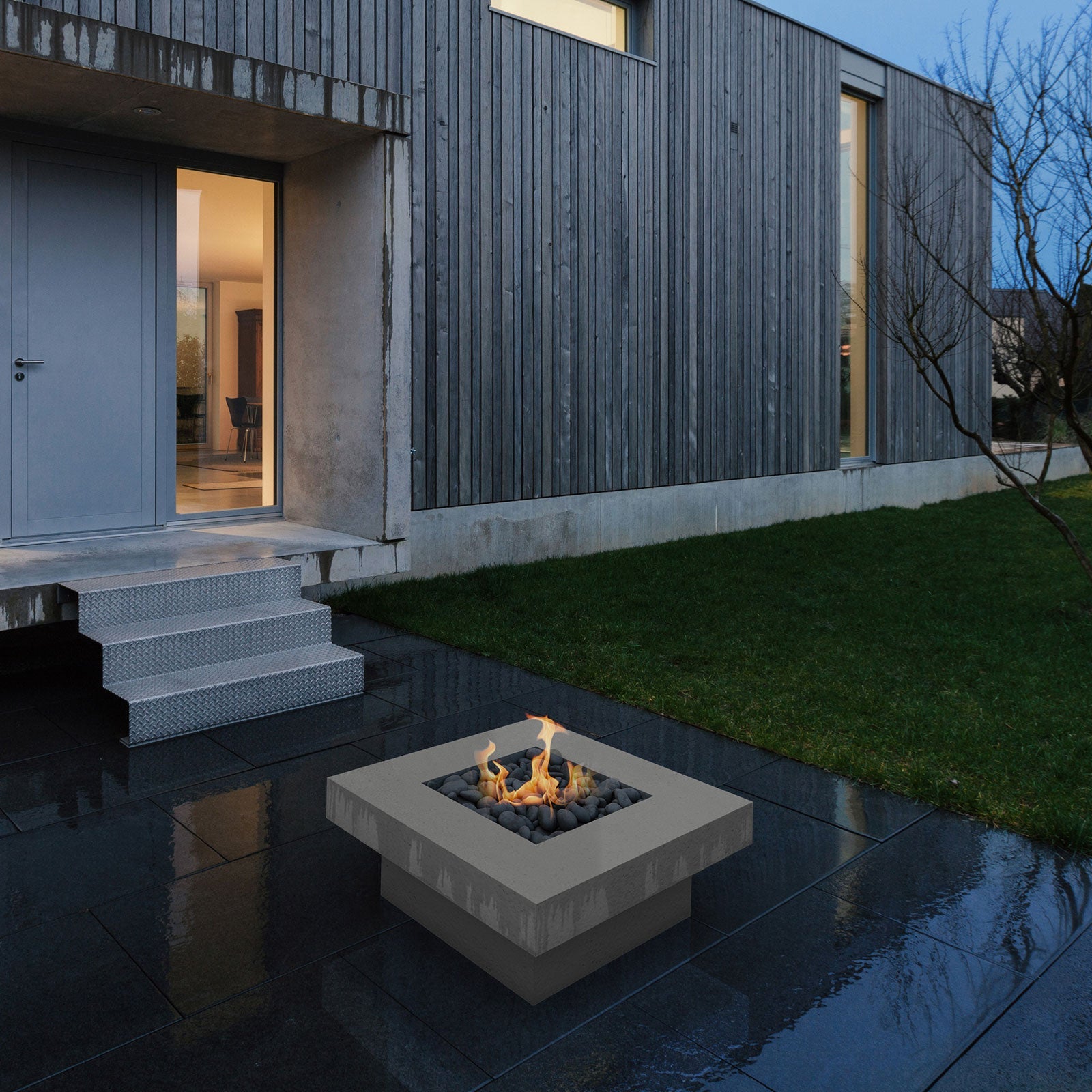 Crete Design Platz Square Concrete Fire Pit Table