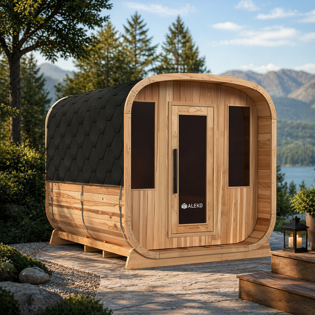 Aleko Arnica Rustic Cedar Square Sauna – 6 Person