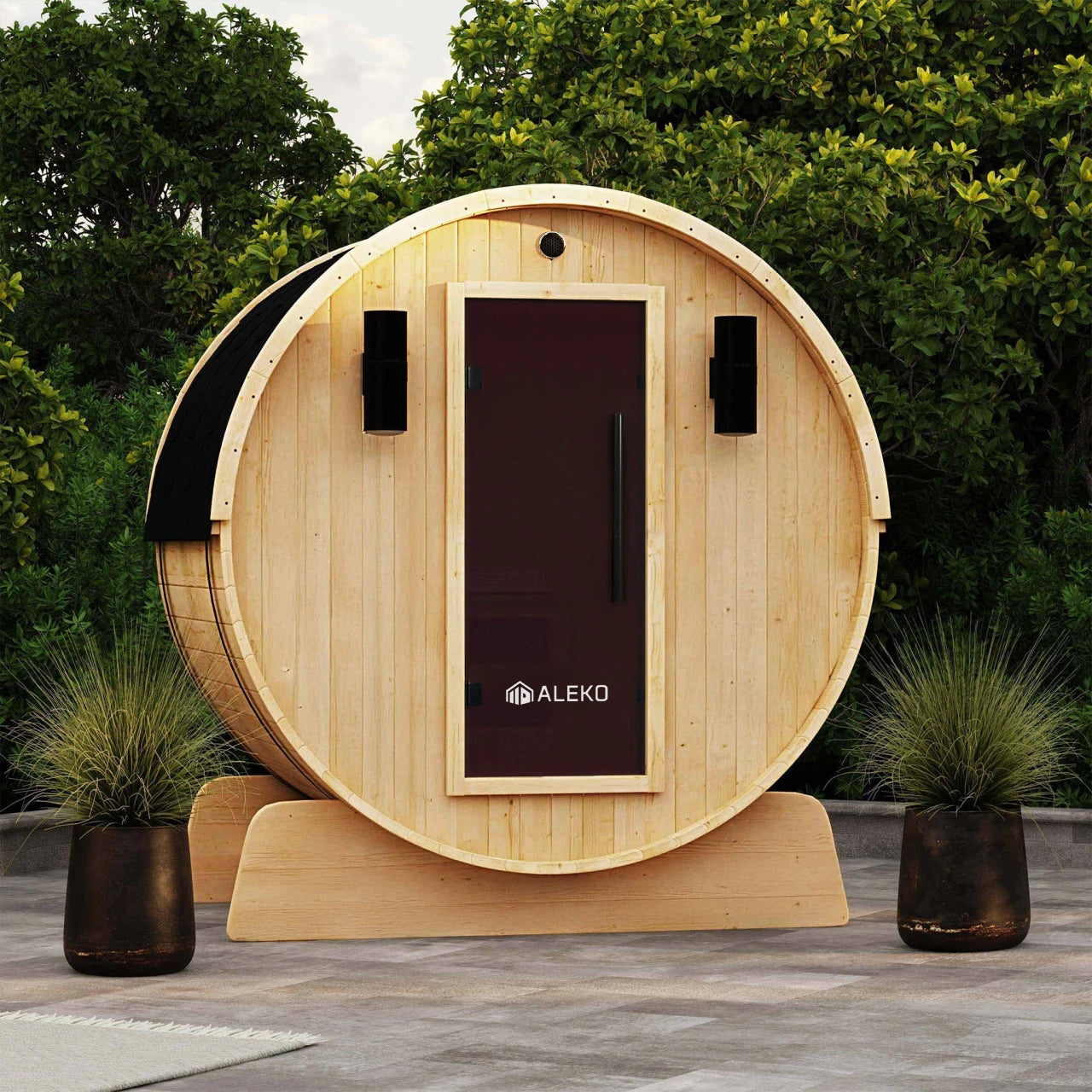 Aleko Anémona White Finland Pine Barrel Sauna 3-4 Person