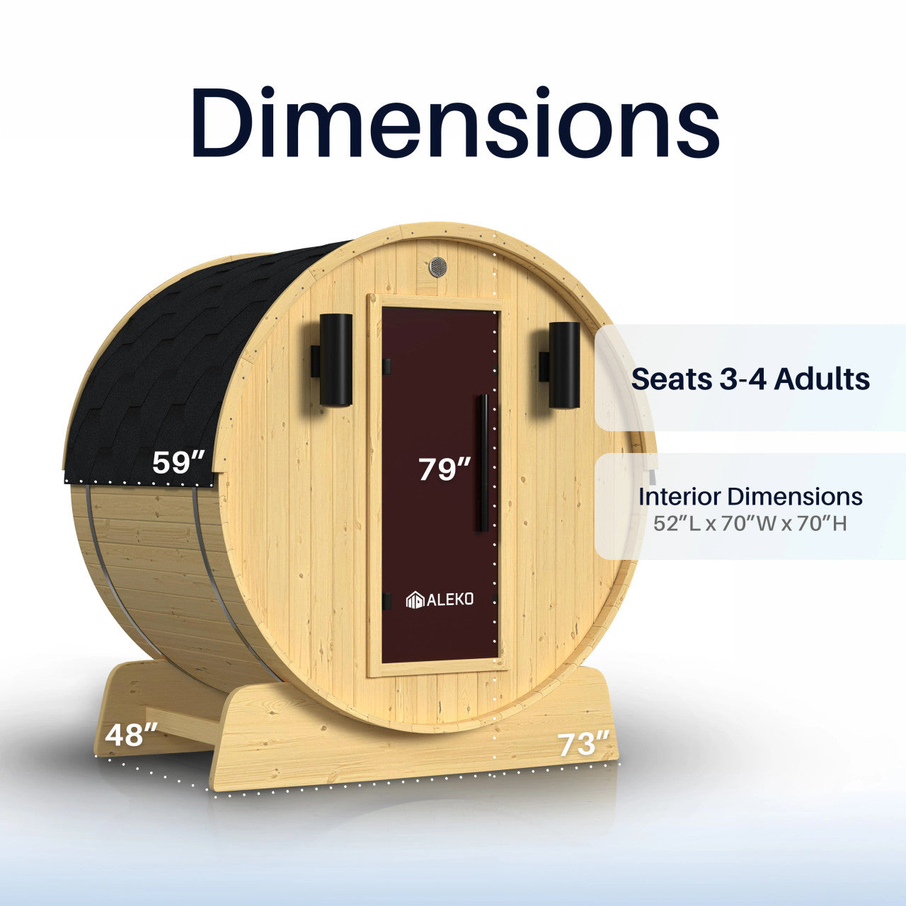 Aleko Anémona White Finland Pine Barrel Sauna 3-4 Person