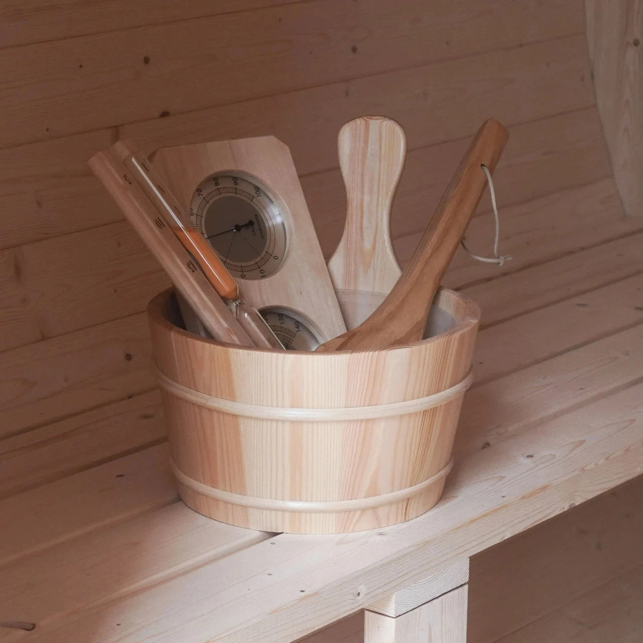 Aleko Anémona White Finland Pine Barrel Sauna 3-4 Person